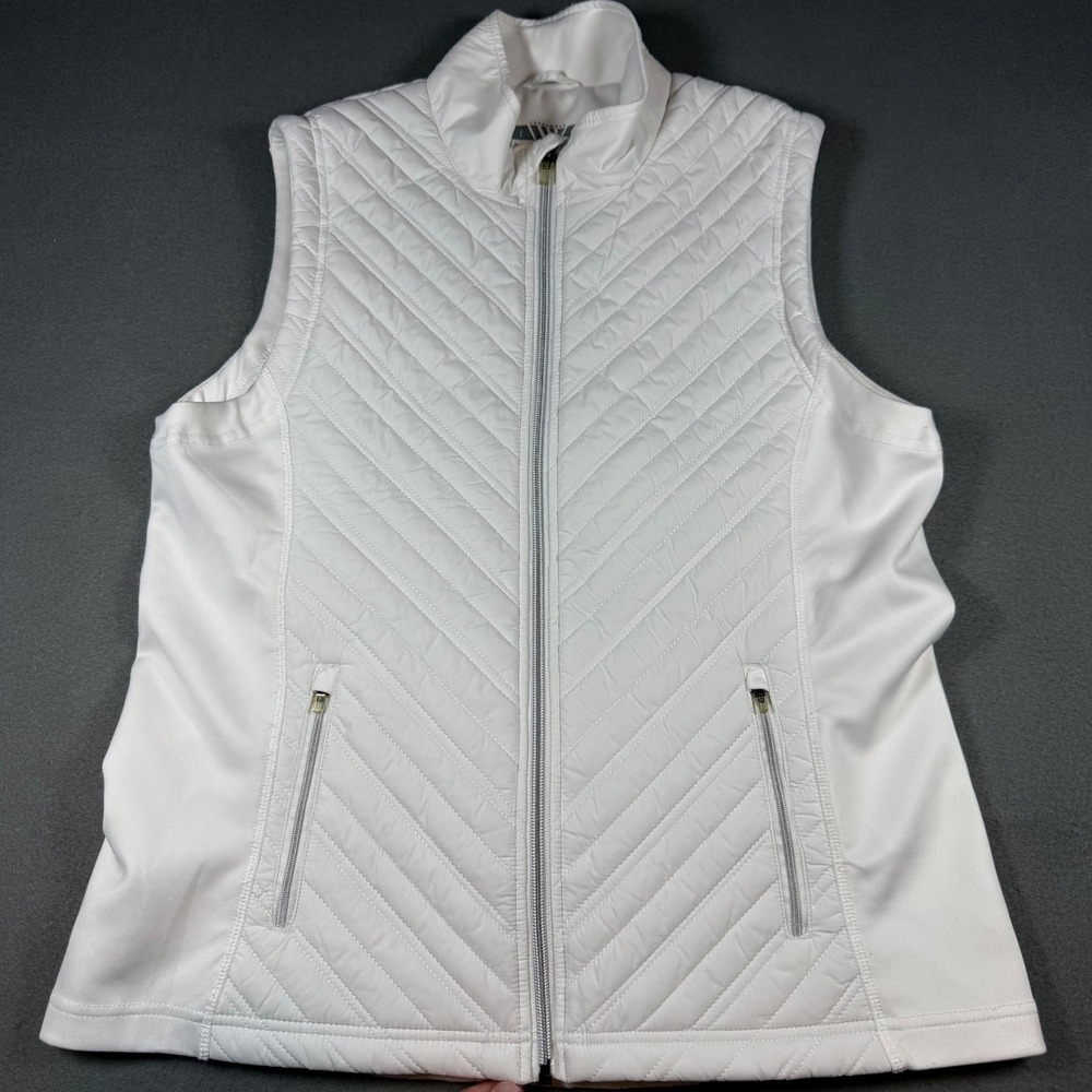 Levelwear Womens Golf Vest Large White Quilted Full Zip L